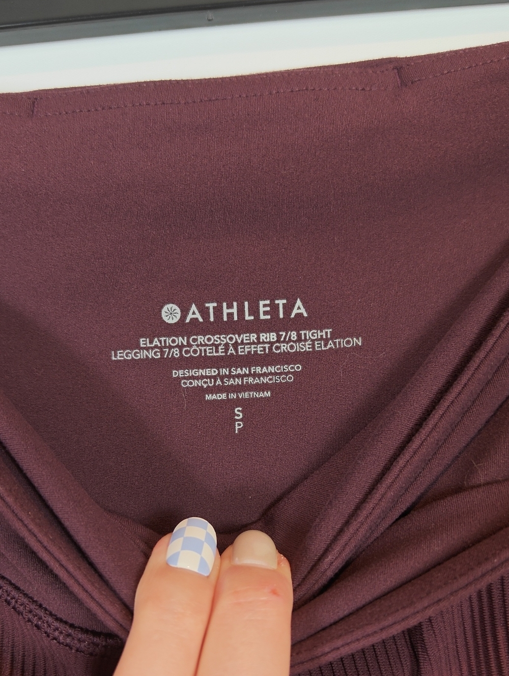 ATHLETA Elation Crossover Rib 7/8 Tight Flame Orange Plum Purple Size S Lot of 2 - Picture 2 of 16